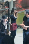 **EXCLUSIVE** Nina Dobrev, Jake Johnson and Damon Wayans Jr. seen while filming on the set of 'Let's Be Cops' in Atlanta