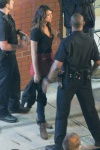 **EXCLUSIVE** Nina Dobrev, Jake Johnson and Damon Wayans Jr. seen while filming on the set of 'Let's Be Cops' in Atlanta
